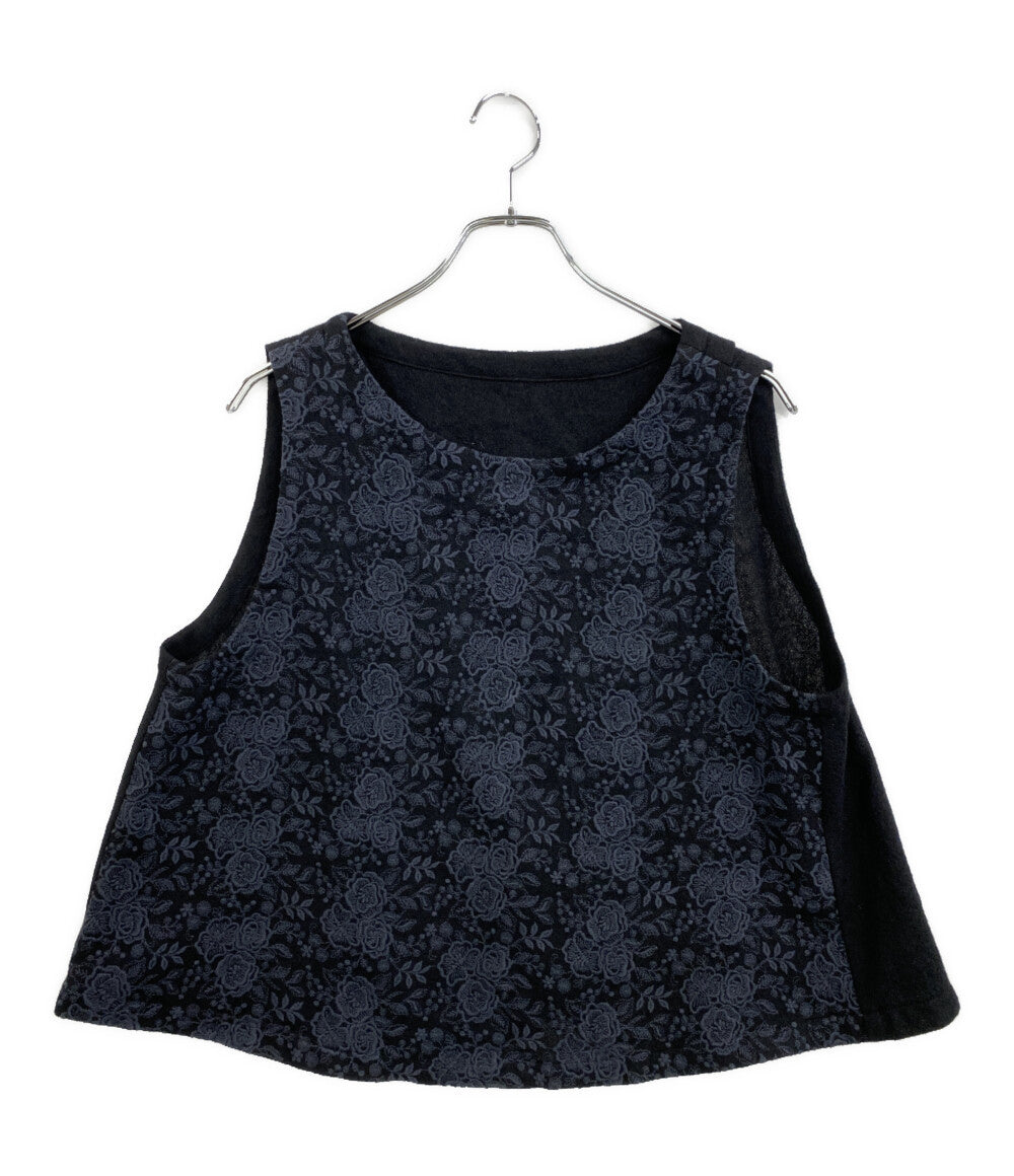 美品 Cotton House Aya Castle Combe garden ベスト ブラック カメリアガーデン LWCV04031EM レディース SIZE M コットンハウスアヤ カッスルクームガーデン