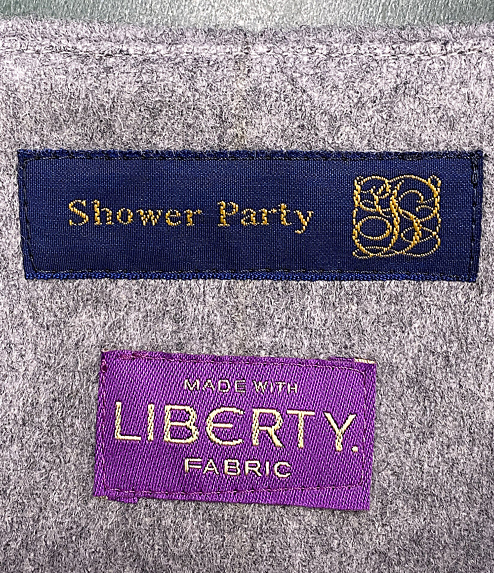美品 Shower Party コート 裏リバティ ノーカラーコート グレー レディース SIZE 1 シャワーパーティー