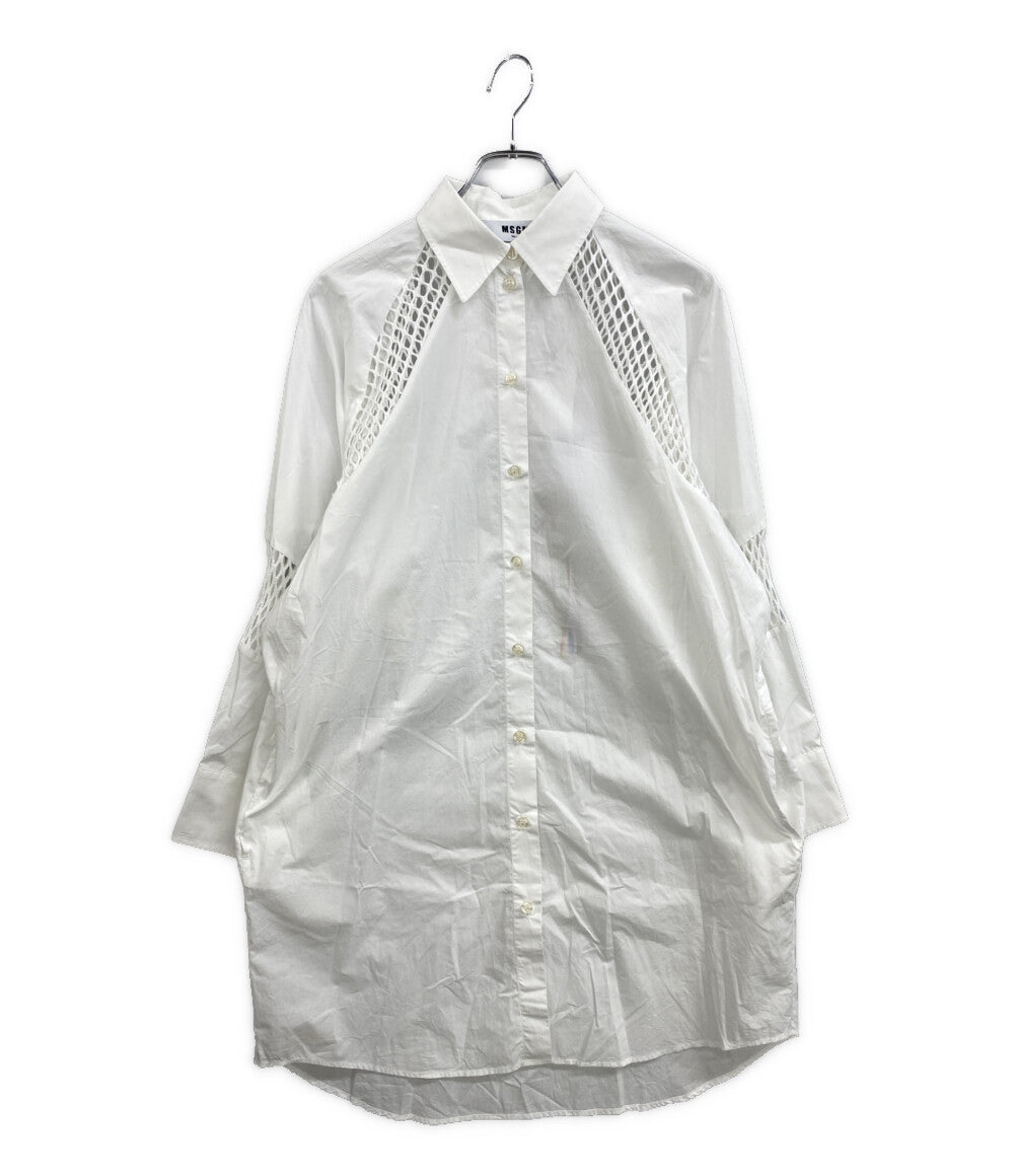 MSGM 長袖シャツワンピース MESH MIX LONG BLOUSE 3441MDA183 レディース SIZE 36 エムエスジーエム