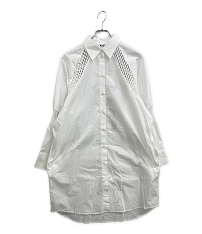 MSGM 長袖シャツワンピース MESH MIX LONG BLOUSE 3441MDA183 レディース SIZE 36 エムエスジーエム