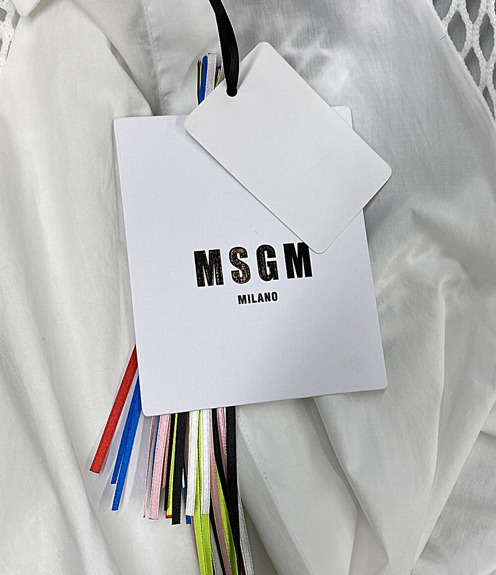 MSGM 長袖シャツワンピース MESH MIX LONG BLOUSE 3441MDA183 レディース SIZE 36 エムエスジーエム