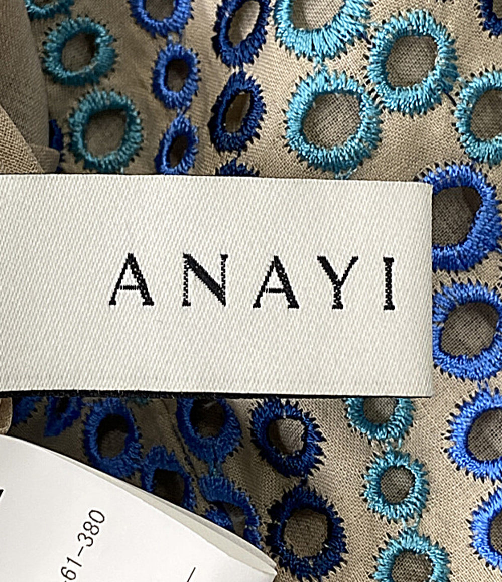 美品 ANAYI ノースリーブワンピース グラデーションシシュウキーホールワンピース 102217-14-230-61-380 レディース SIZE 38 アナイ