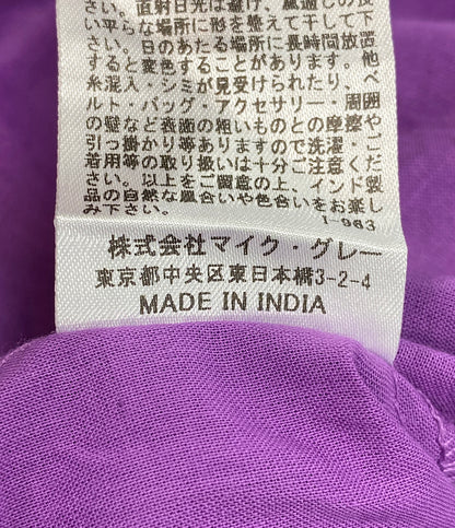 美品 PONT DE CHALONS ハンドピンタックスタンドカラー 半袖ワンピース パープル 22631428 レディース SIZE FREE ポンデシャロン