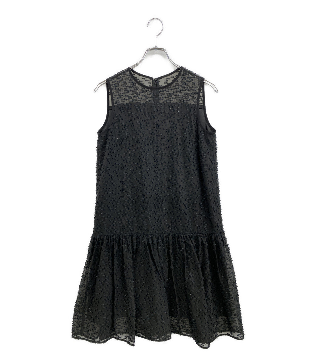 美品 ANAYI ノースリーブミニワンピース ラメカットジャガー 102527-14-260-95-360 レディース SIZE 36 アナイ