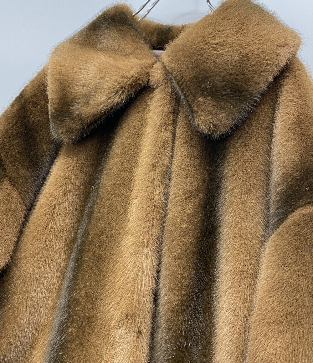 美品 SLY コート F／FUR FRONT HOOK COAT キャメル 030HAZ30-1381 レディース SIZE FREE スライ