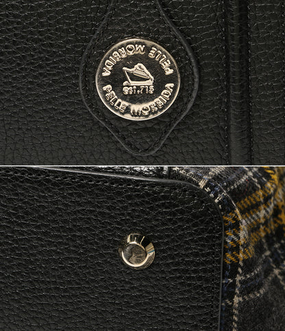 PELLE MORBIDA ハンドバッグ 2WAY 手さげバッグ ブラック×グレーチェック レディース ペッレモルビダ