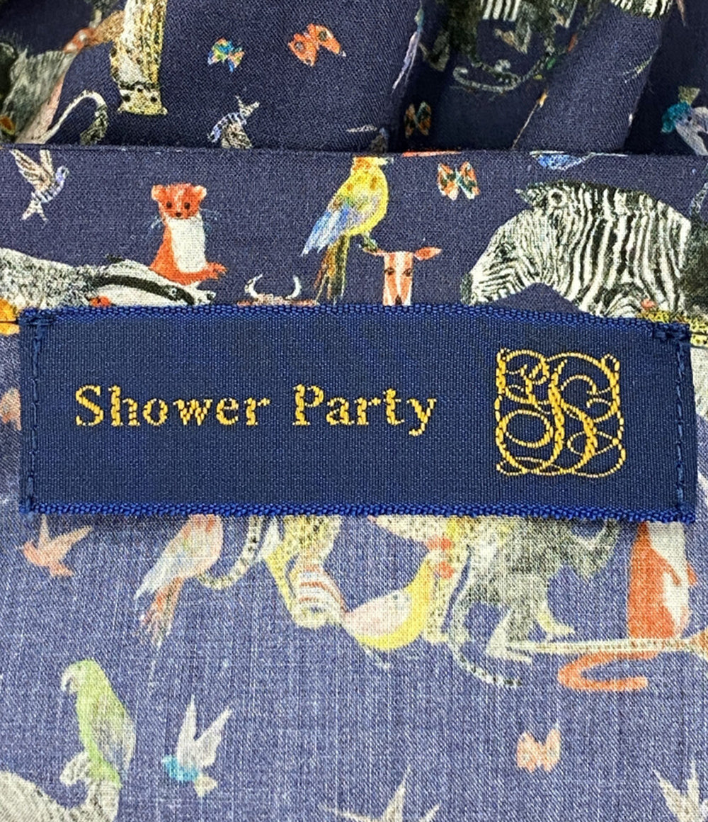 美品 Shower Party 長袖ワンピース 動物 ネイビー レディース SIZE 1 シャワーパーティー