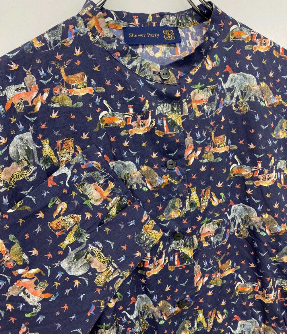 美品 Shower Party 長袖ワンピース 動物 ネイビー レディース SIZE 1 シャワーパーティー