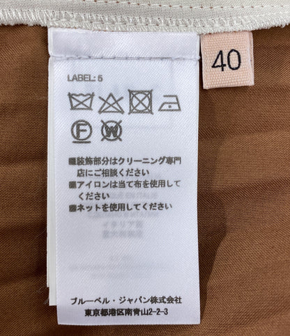 美品 PLAN C プリーツスカート ブラウン×ホワイト 41.GOCAB10HEZTP105 レディース SIZE 40 プラン シー