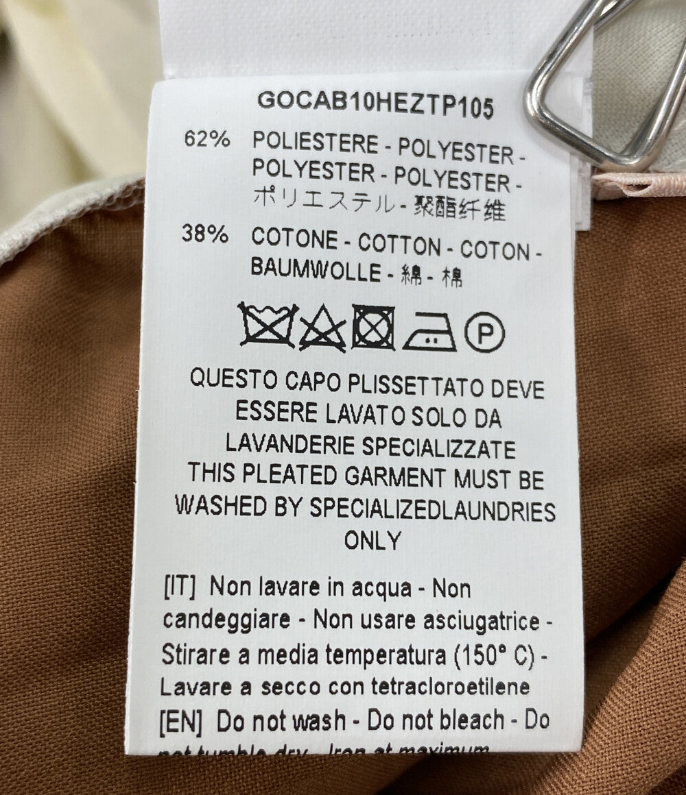 美品 PLAN C プリーツスカート ブラウン×ホワイト 41.GOCAB10HEZTP105 レディース SIZE 40 プラン シー