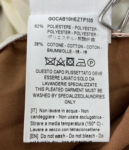 美品 PLAN C プリーツスカート ブラウン×ホワイト 41.GOCAB10HEZTP105 レディース SIZE 40 プラン シー