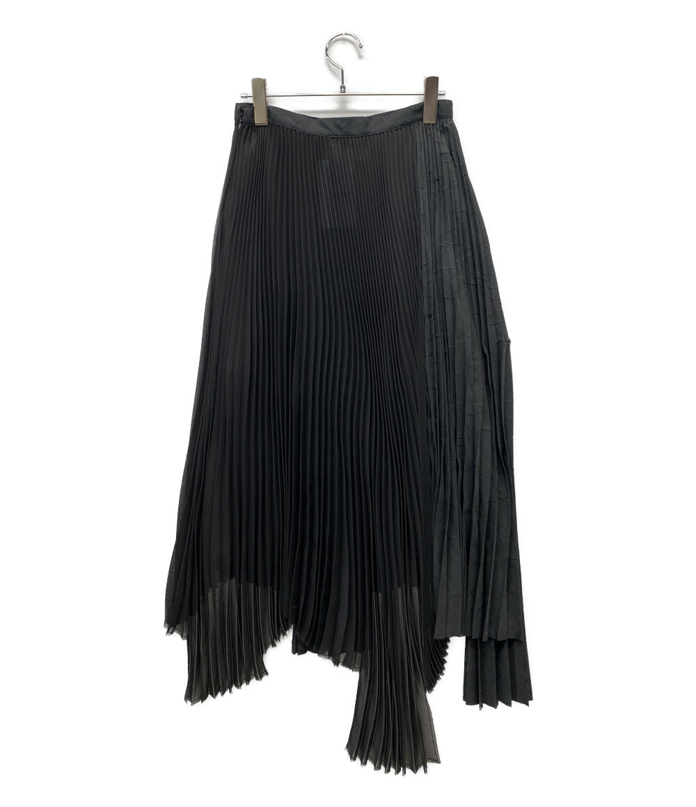 美品 PLAN C プリーツロングスカート ブラック 32.GOCAB05FEZTP099 レディース SIZE 36 プラン シー