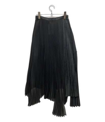 美品 PLAN C プリーツロングスカート ブラック 32.GOCAB05FEZTP099 レディース SIZE 36 プラン シー