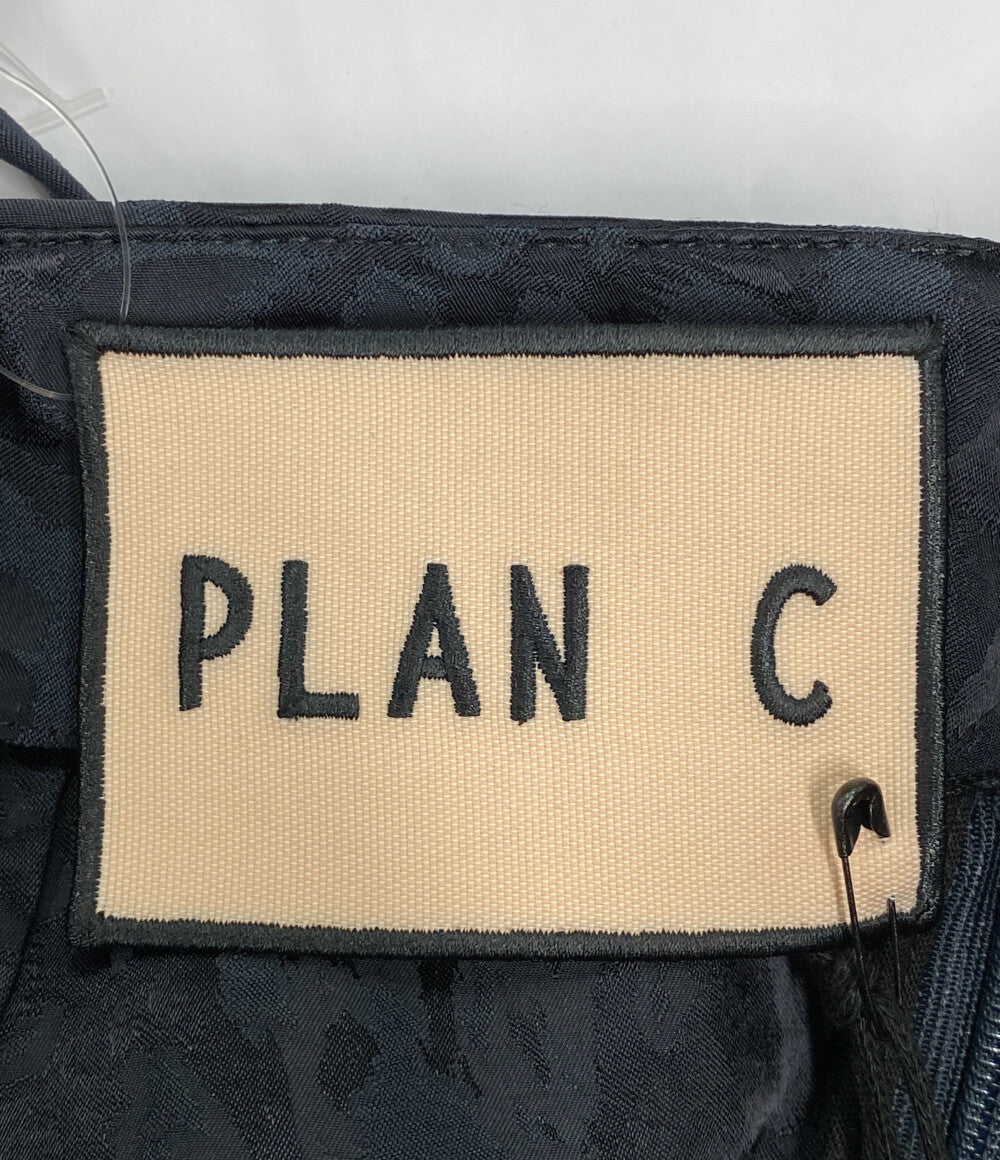 美品 PLAN C アシンメトリーサテンジャガード総柄スカート 41.GOCAF08H00TV027 レディース SIZE 38 プラン シー