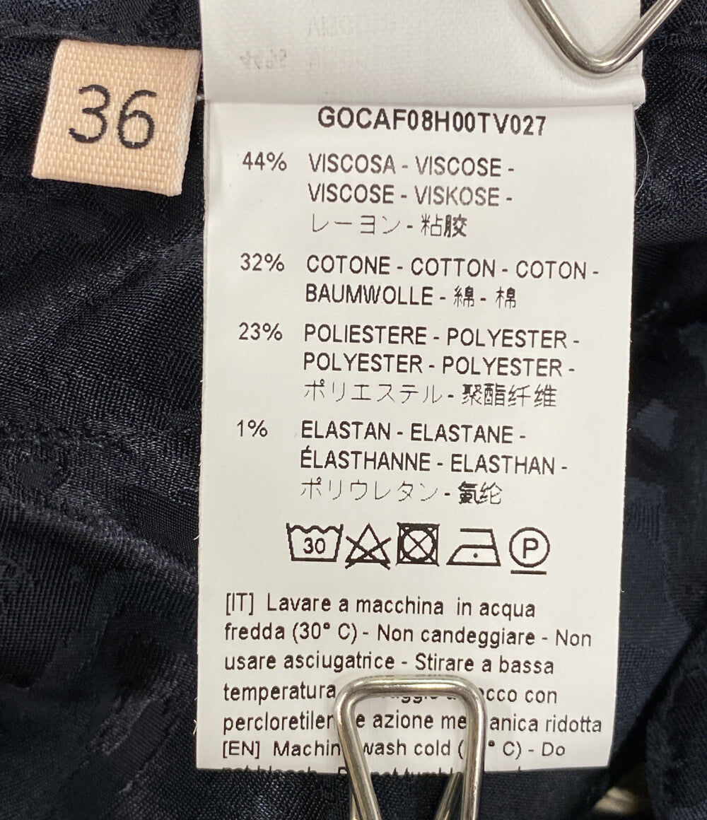 美品 PLAN C アシンメトリーサテンジャガード総柄スカート 41.GOCAF08H00TV027 レディース SIZE 36 プラン シー