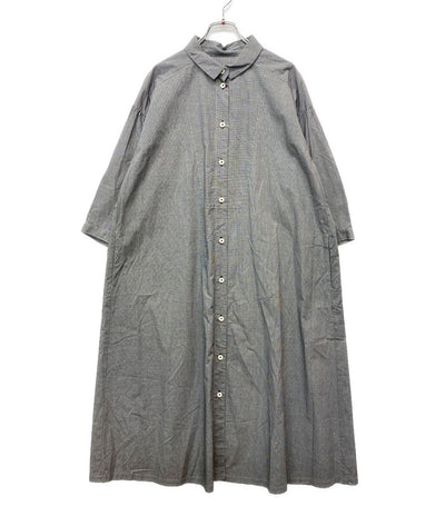 美品 Cotton House Aya コットンハウスアヤ 五分袖シャツワンピース 切替 レディース SIZE M