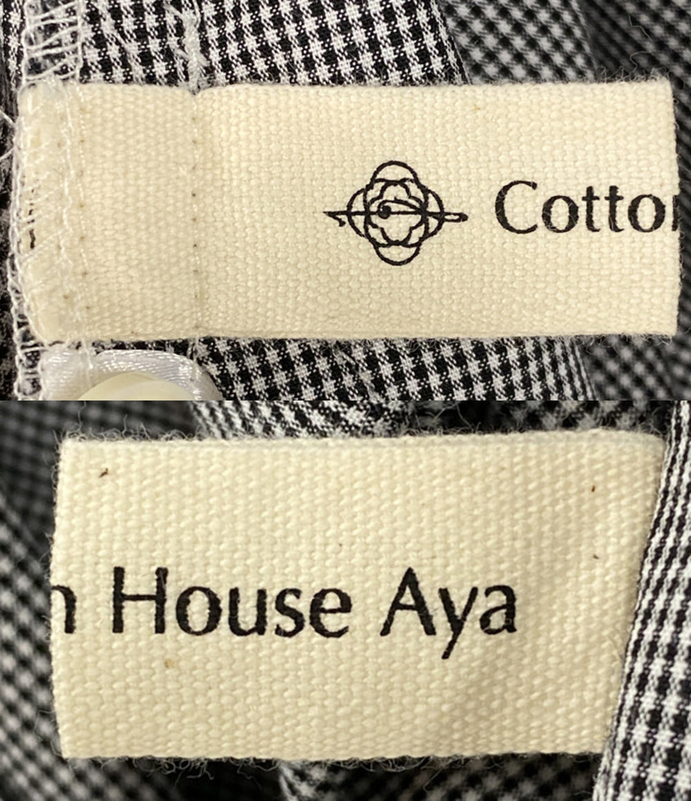 美品 Cotton House Aya コットンハウスアヤ 五分袖シャツワンピース 切替 レディース SIZE M