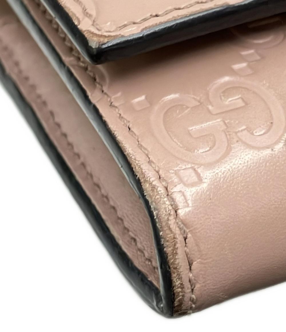 GUCCI/グッチシマ二つ折り長財布/ピンク/388679/206*/ABランク/69【中古】 グッチ 二つ折り 長財布 ピンク ベージュ シマ 388679 財布 レザー