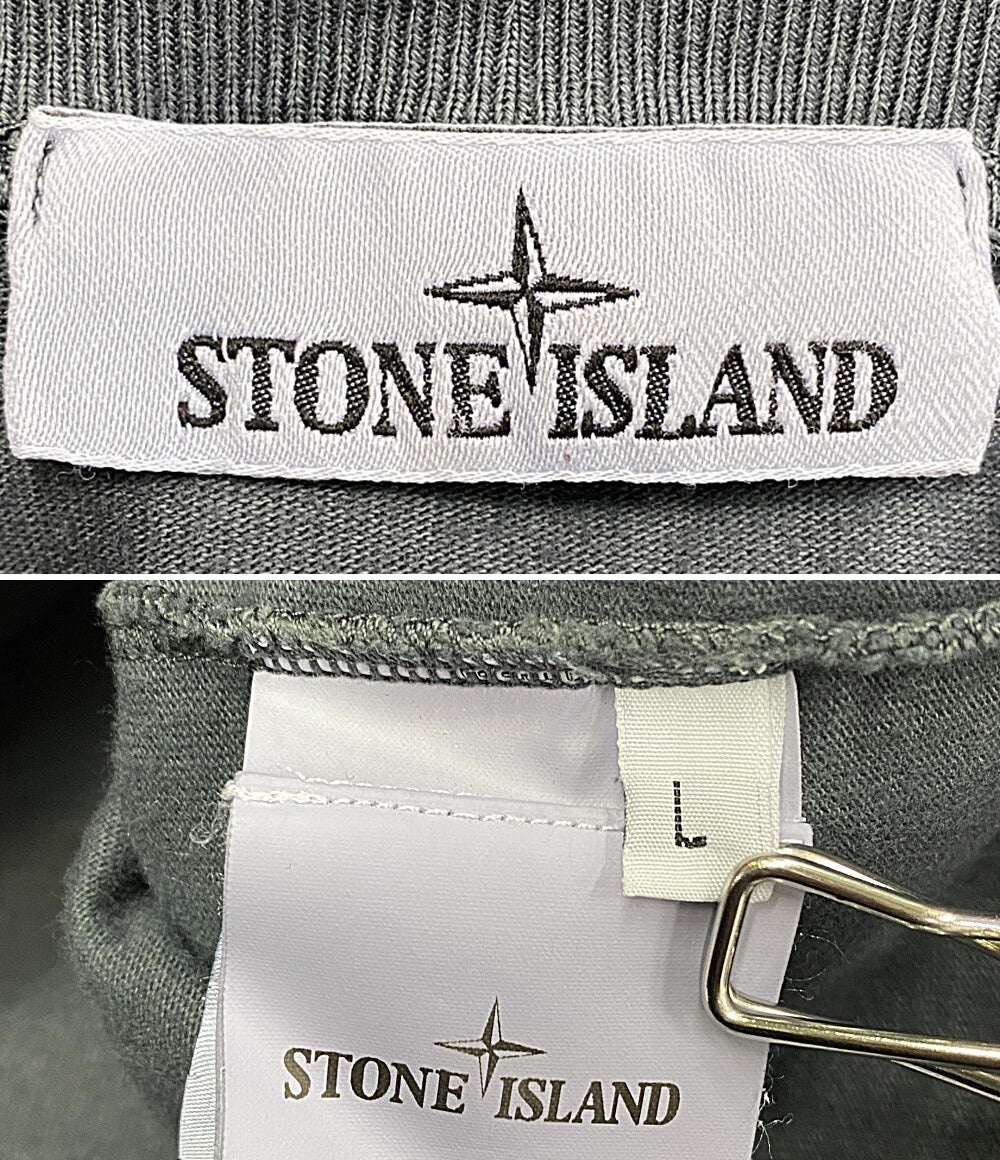 ストーンアイランド  長袖Ｔシャツ ガーメントダイ スウェット ブラック      メンズ SIZE L  STONE ISLAND