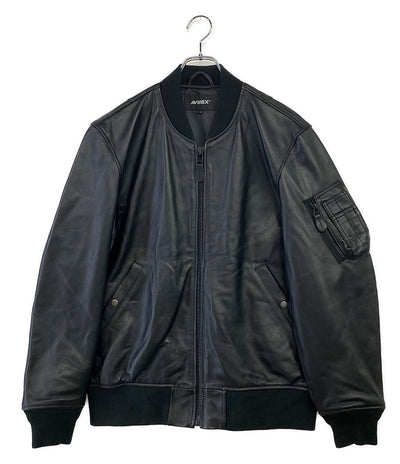 アヴィレックス  ジャケット ma-1 ラムレザー ブラック      メンズ SIZE L  AVIREX