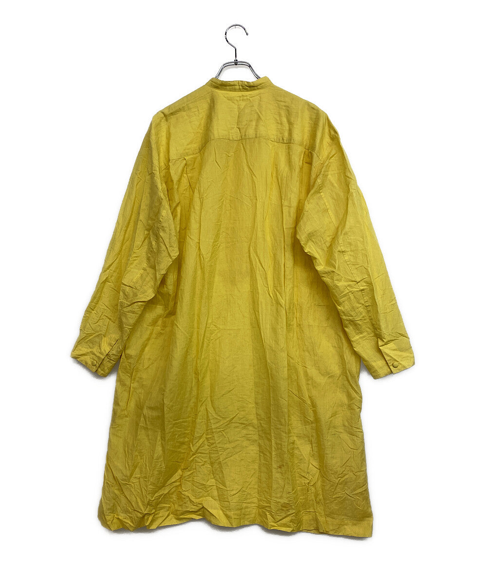 ISSEY MIYAKE MEN 長袖ロングシャツ 筆タグ スタンドカラー イエロー 80s メンズ SIZE M イッセイミヤケ メン