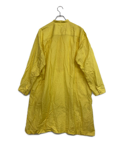 ISSEY MIYAKE MEN 長袖ロングシャツ 筆タグ スタンドカラー イエロー 80s メンズ SIZE M イッセイミヤケ メン