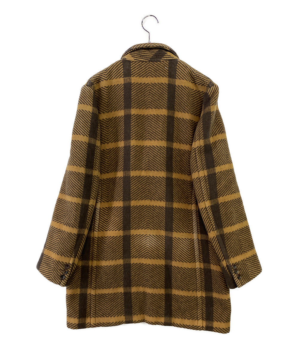COMME des GARCONS HOMME PLUS ウールチェックコート キャメル PL-J092 メンズ SIZE S コムデギャルソンオムプリュス