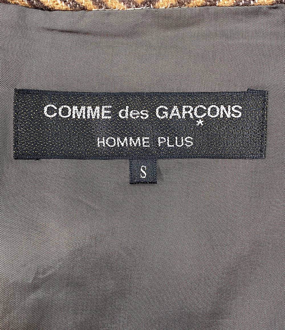COMME des GARCONS HOMME PLUS ウールチェックコート キャメル PL-J092 メンズ SIZE S コムデギャルソンオムプリュス