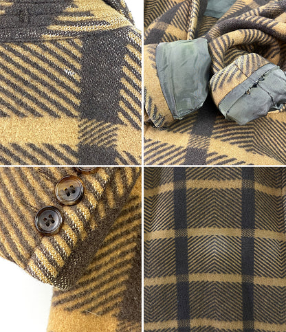 COMME des GARCONS HOMME PLUS ウールチェックコート キャメル PL-J092 メンズ SIZE S コムデギャルソンオムプリュス