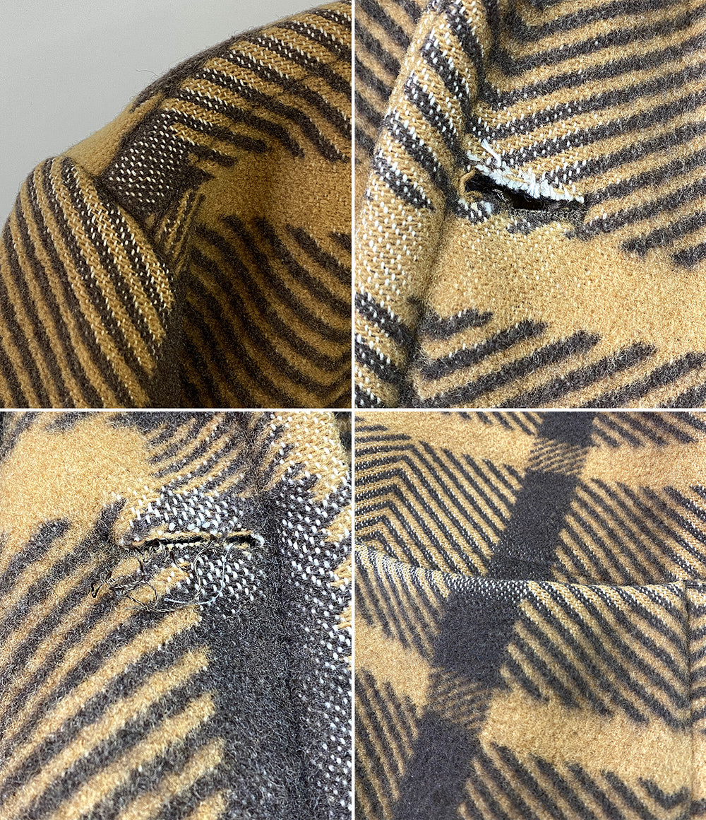 COMME des GARCONS HOMME PLUS ウールチェックコート キャメル PL-J092 メンズ SIZE S コムデギャルソンオムプリュス