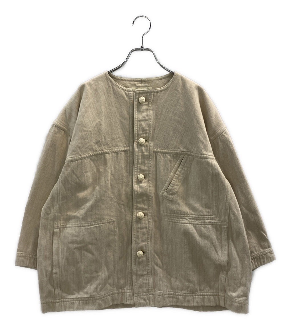 イッセイミヤケ ノーカラージャケット plantation PM31023 レディース SIZE M ISSEY MIYAKE
