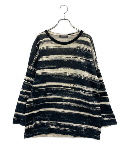 イッセイミヤケ メン  長袖Ｔシャツ 筆タグ ペイントボーダー     XM07240AX メンズ SIZE F  ISSEY MIYAKE MEN