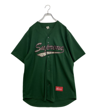 Supreme ベースボールシャツ 半袖 2017AW SnakeScriptLogoJers メンズ SIZE L シュプリーム