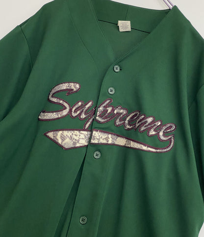Supreme ベースボールシャツ 半袖 2017AW SnakeScriptLogoJers メンズ SIZE L シュプリーム