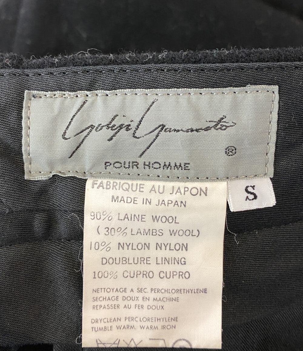 ヨウジヤマモトプールオム 80s 丸ロゴ サスペンダー加工ウールパンツ メンズ SIZE S YOHJI YAMAMOTO POUR HOMME