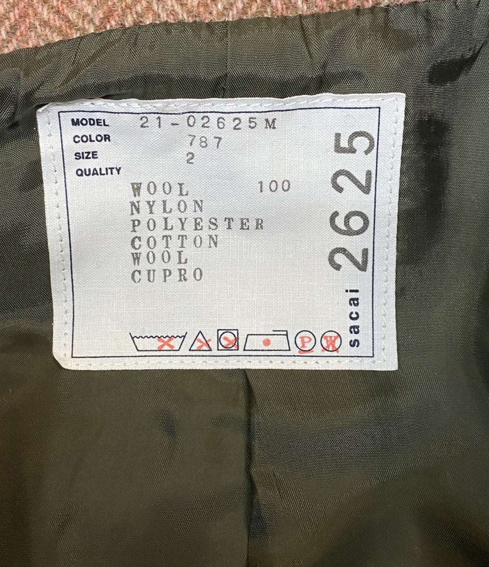 サカイ フーディジャケット Herringbone Jacket ピンクブラウン 21-02625M メンズ SIZE 2 sacai