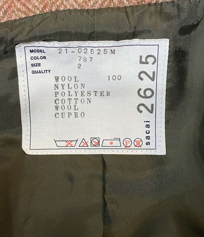 サカイ フーディジャケット Herringbone Jacket ピンクブラウン 21-02625M メンズ SIZE 2 sacai