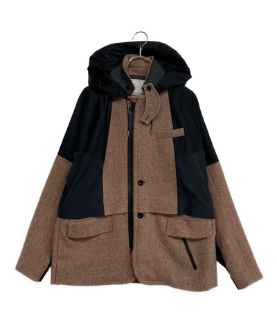 サカイ フーディジャケット Herringbone Jacket ピンクブラウン 21-02625M メンズ SIZE 2 sacai