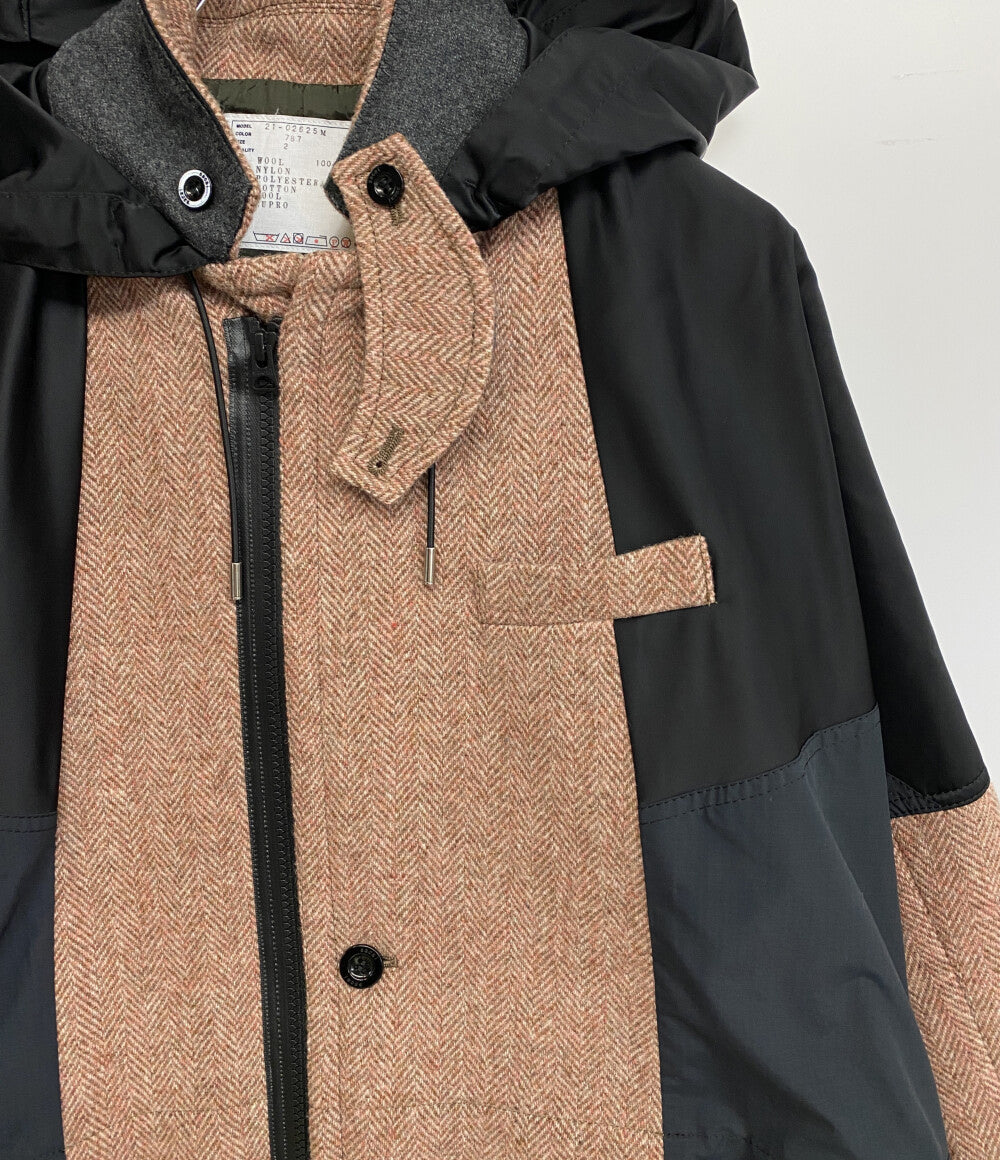 sacai フーディジャケット Herringbone Jacket ピンクブラウン 21-02625M メンズ SIZE 2 サカイ