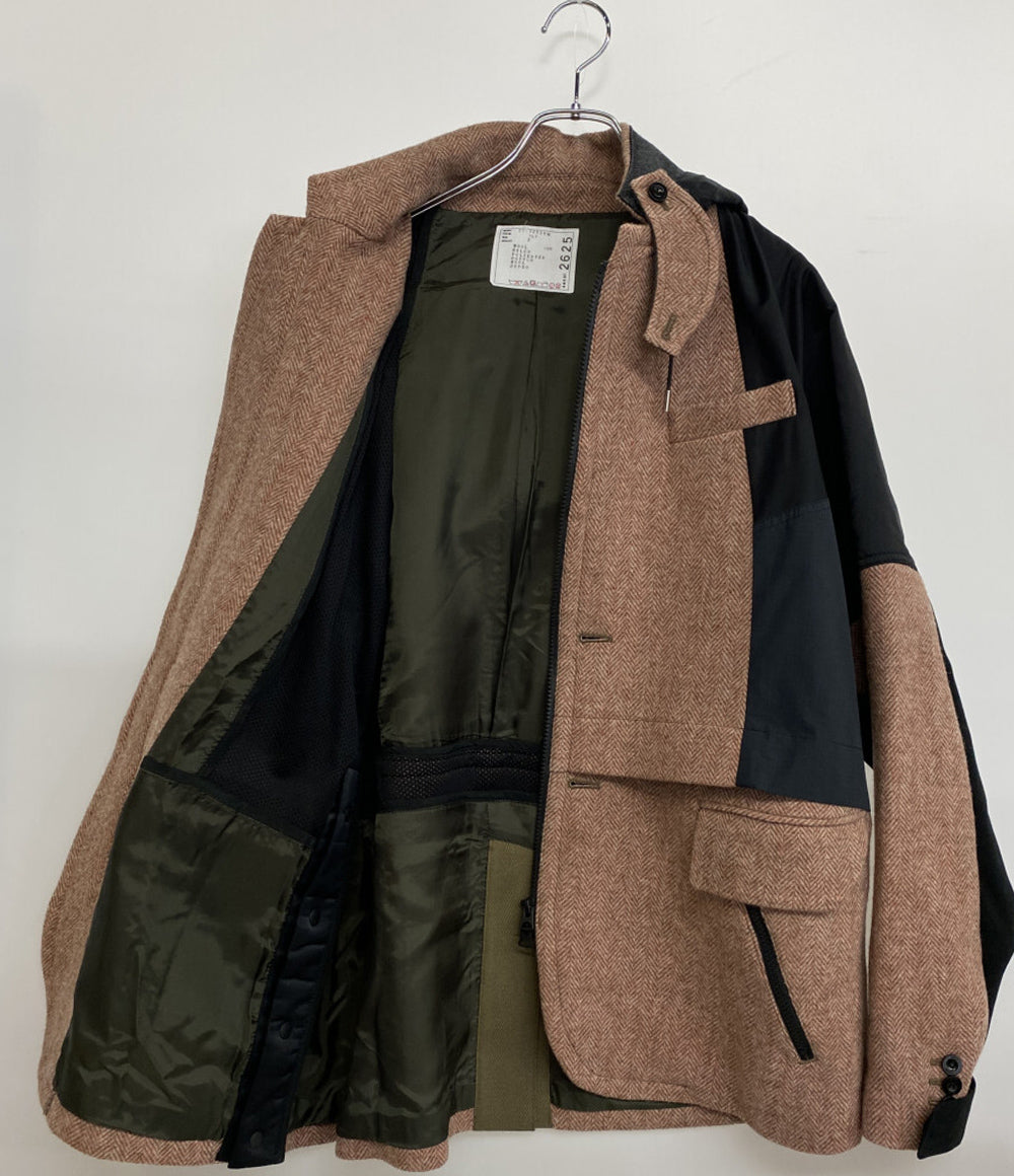 サカイ フーディジャケット Herringbone Jacket ピンクブラウン 21-02625M メンズ SIZE 2 sacai