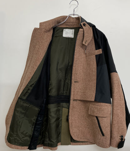 サカイ フーディジャケット Herringbone Jacket ピンクブラウン 21-02625M メンズ SIZE 2 sacai