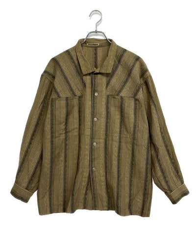 イッセイミヤケ 長袖シャツ 初期タグ ストライプ ブラウン系 70s メンズ SIZE S ISSEY MIYAKE
