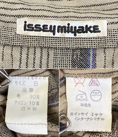 ISSEY MIYAKE 長袖シャツ 初期タグ ストライプ ブラウン系 70s メンズ SIZE S イッセイミヤケ