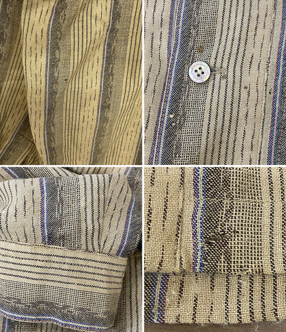ISSEY MIYAKE 長袖シャツ 初期タグ ストライプ ブラウン系 70s メンズ SIZE S イッセイミヤケ