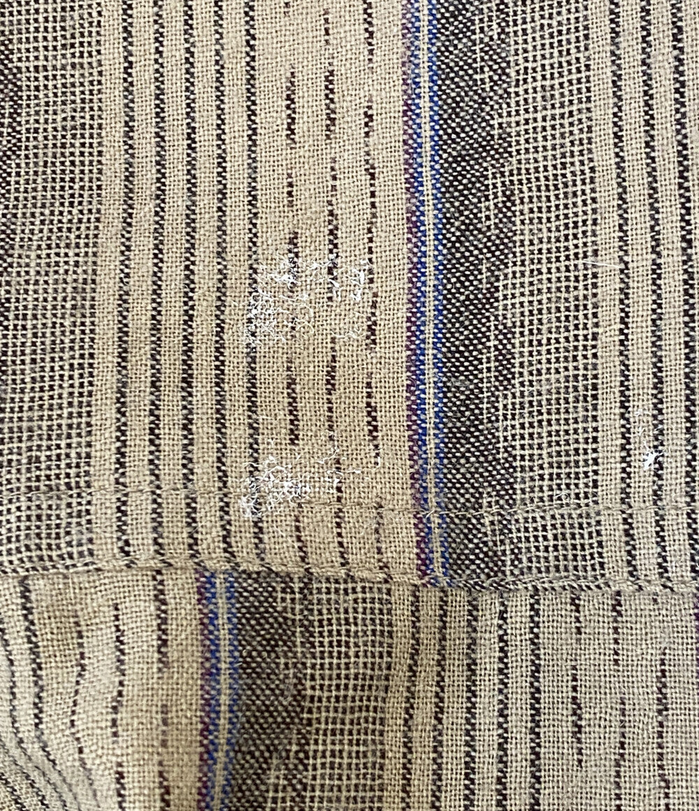 ISSEY MIYAKE 長袖シャツ 初期タグ ストライプ ブラウン系 70s メンズ SIZE S イッセイミヤケ