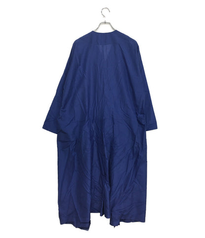 イッセイミヤケ ノーカラーナイロンコート 筆タグ ブルー 80s ES27165 メンズ SIZE 9 ISSEY MIYAKE