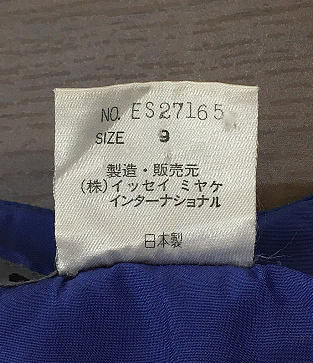 イッセイミヤケ ノーカラーナイロンコート 筆タグ ブルー 80s ES27165 メンズ SIZE 9 ISSEY MIYAKE