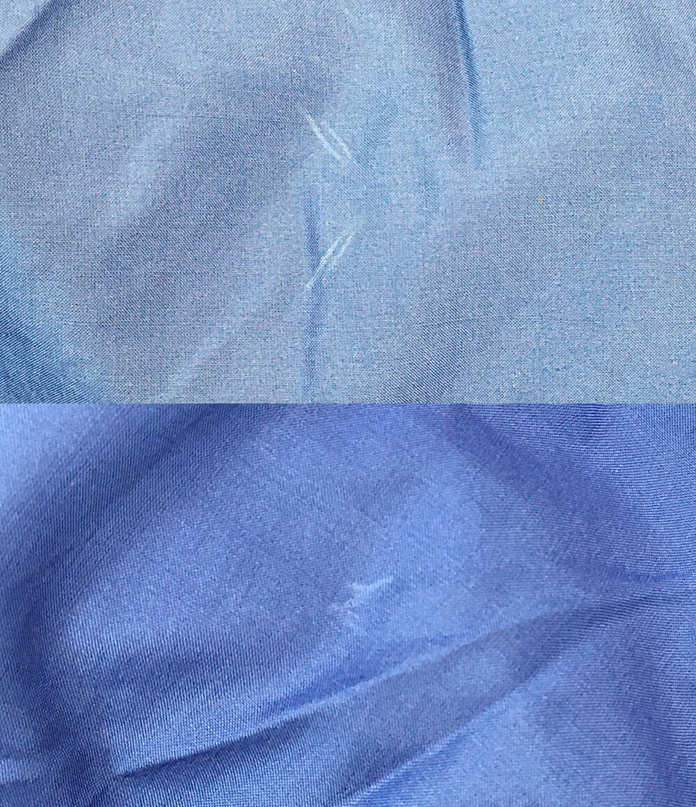 イッセイミヤケ ノーカラーナイロンコート 筆タグ ブルー 80s ES27165 メンズ SIZE 9 ISSEY MIYAKE