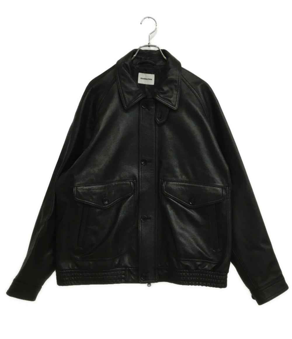 MONKEY TIME シープレザー フライトジャケット ブラック メンズ SIZE XL モンキータイム