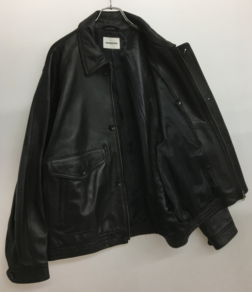 MONKEY TIME シープレザー フライトジャケット ブラック メンズ SIZE XL モンキータイム